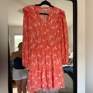 Current Air Coral and White Floral Blouse